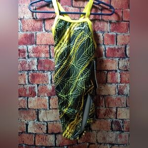 Nike Black and Yellow Women's One Piece Swimsuit